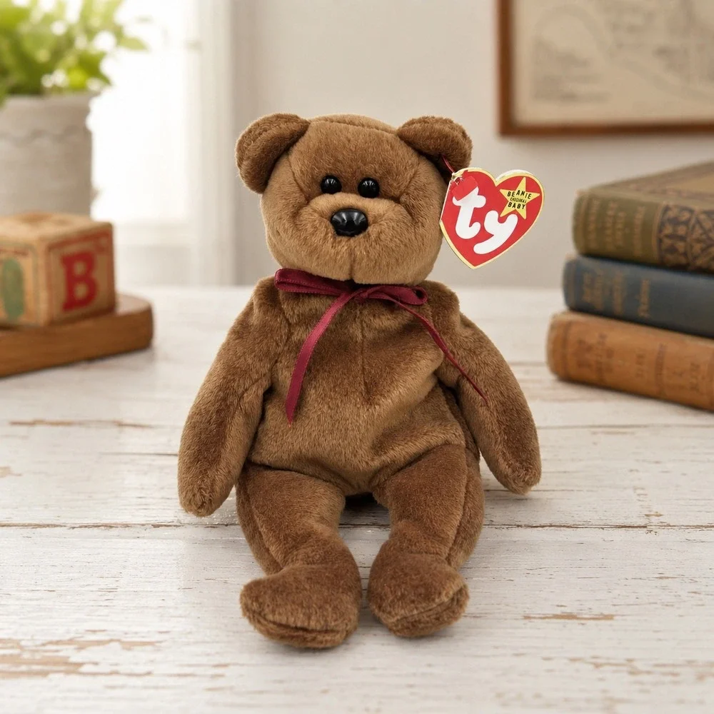 Vintage 1993 TY Beanie Babies Teddy Brown Bear Plush Hang Tag Collectible Gift